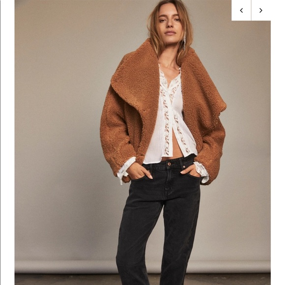 SOLD✨FREE PEOPLE Izzy Wrap Teddy Sand Chestnut Jacket - Picture 3 of 11